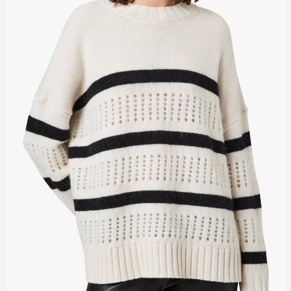 All Saints Cream and Black Striped Sweater